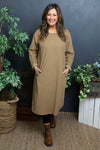 Kiana Needlecord Dress Camel