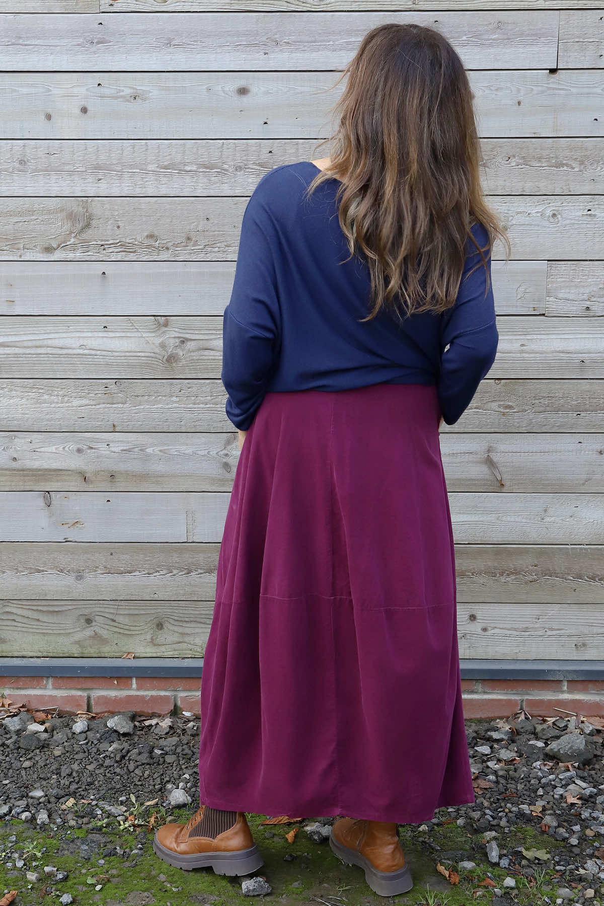 Branwen Belted Needlecord Skirt Burgundy
