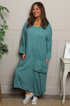 Sharon Pocket Cotton Dress Jade Green
