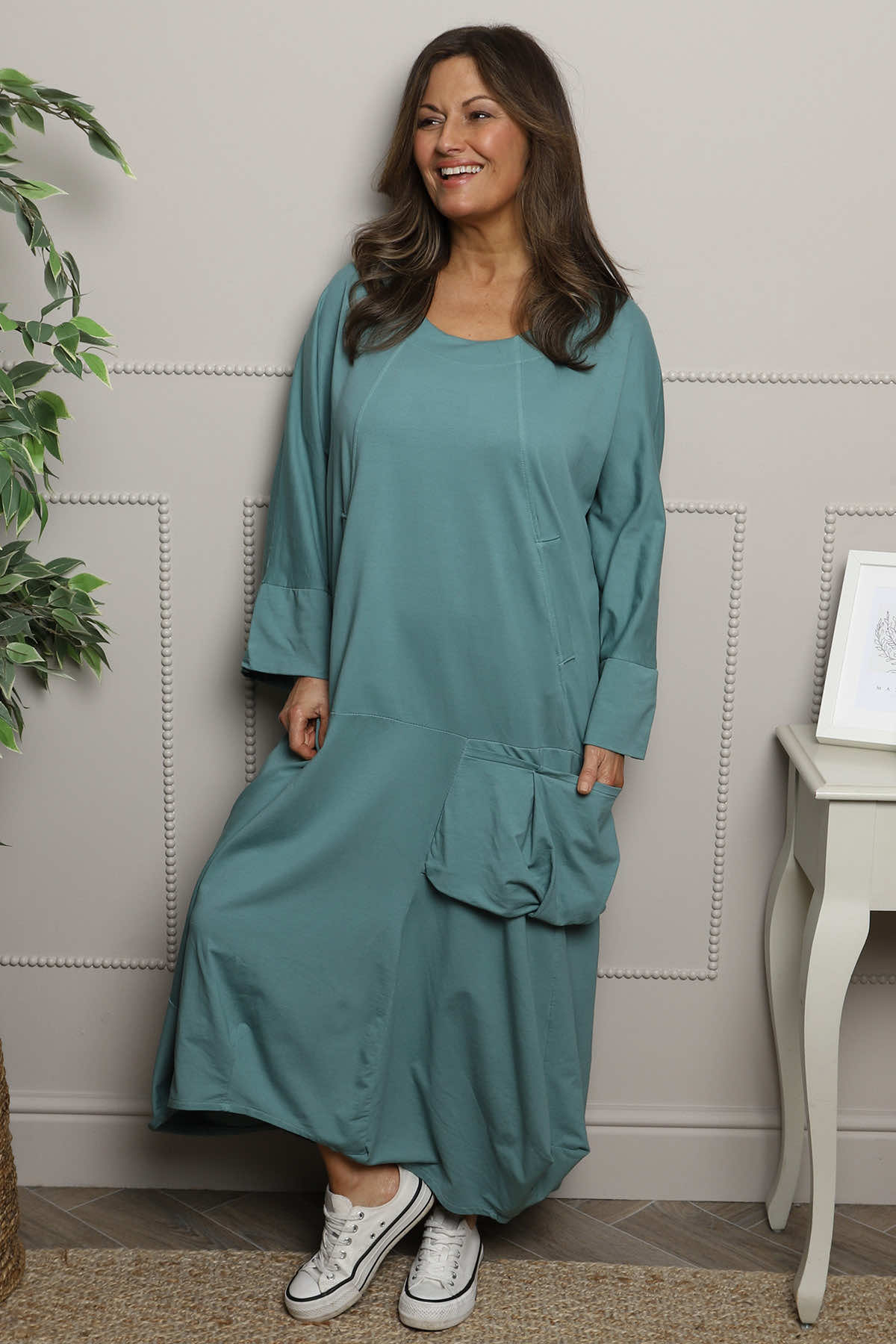 Sharon Pocket Cotton Dress Jade Green