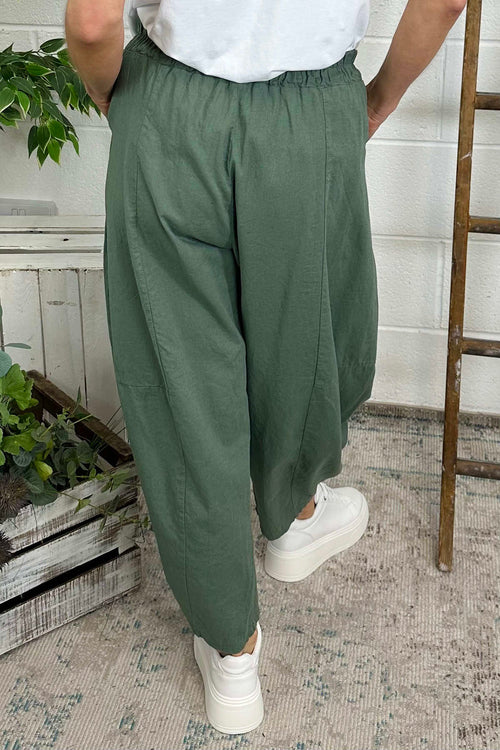 Ratana Linen Trousers Khaki - Image 4