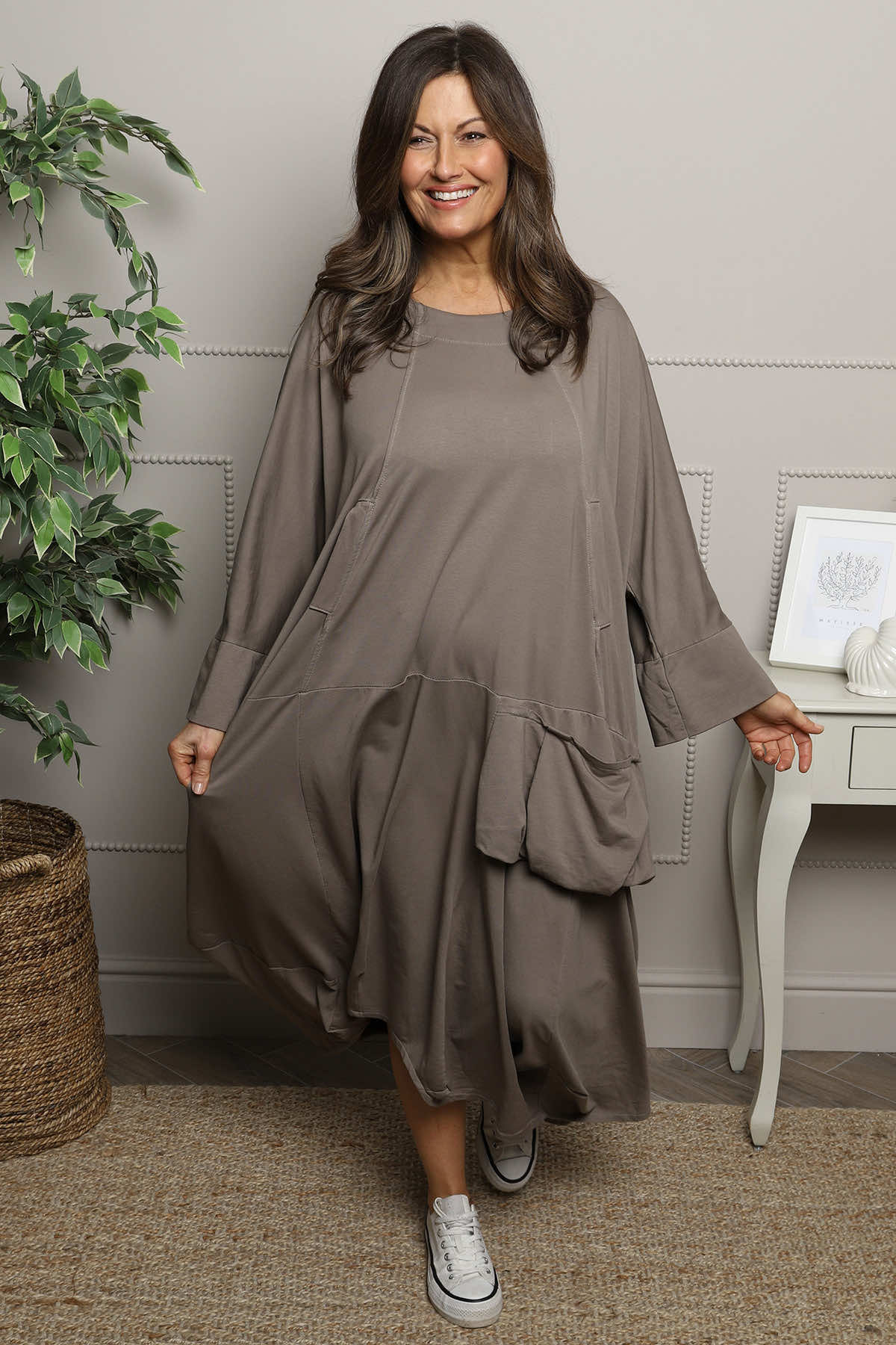 Sharon Pocket Cotton Dress Mocha