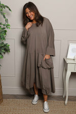 Sharon Pocket Cotton Dress Mocha Mocha - Sharon Pocket Cotton Dress Mocha
