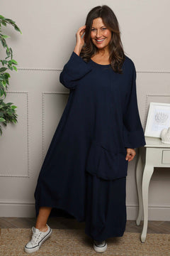 Sharon Pocket Cotton Dress Navy