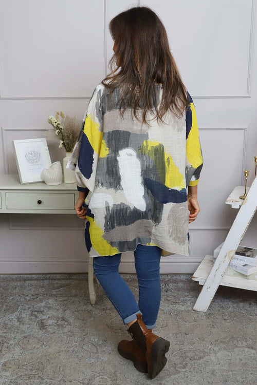 Angela Print Pocket Cotton Top Stone - Image 4