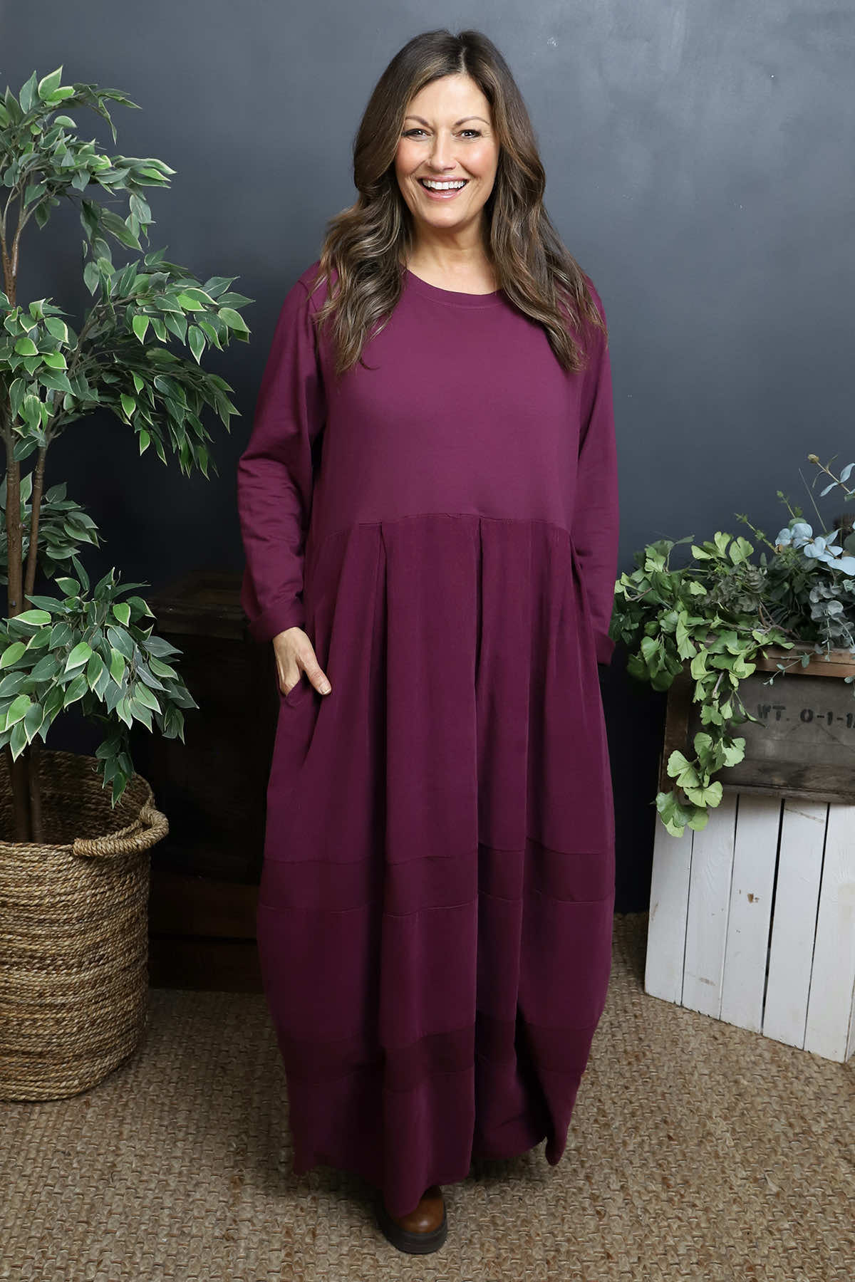 Petra Cotton Dress Berry