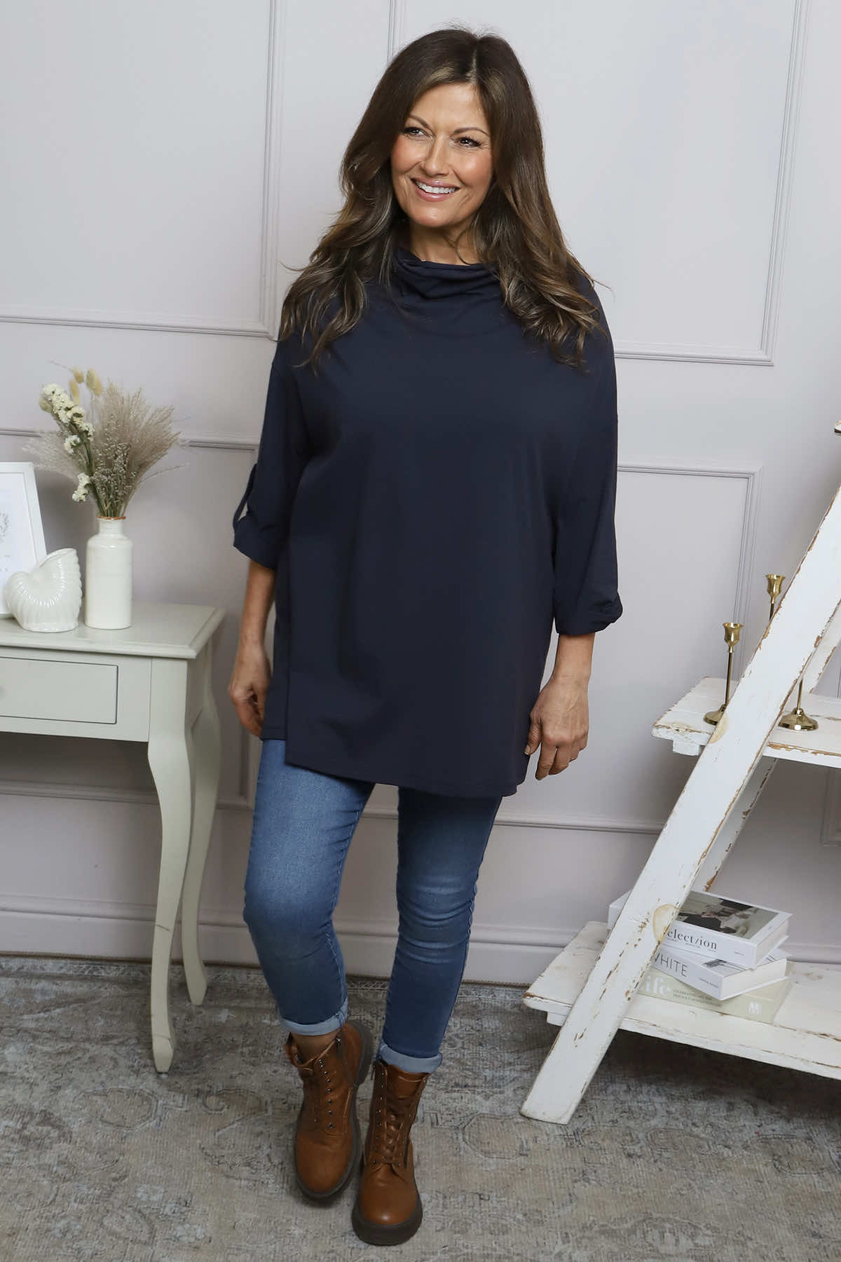 Raleigh Cowl Cotton Top Navy