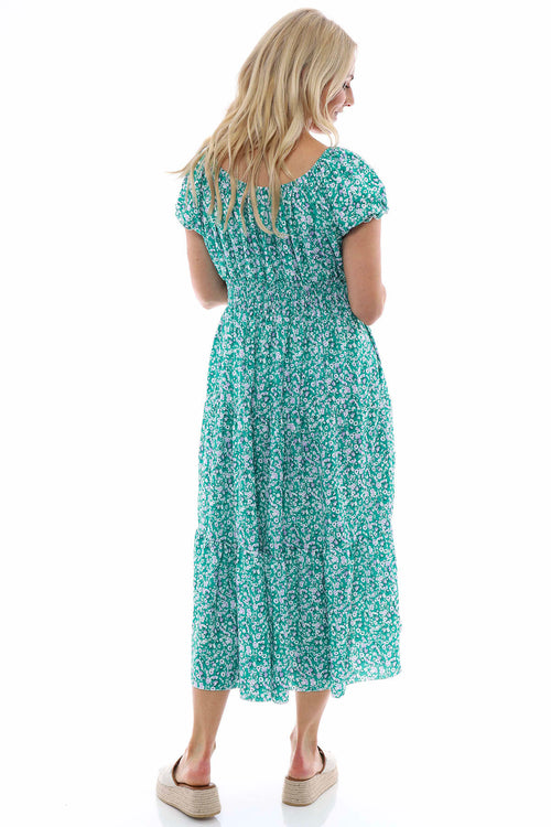 Elle Ditsy Print Dress Green - Image 6