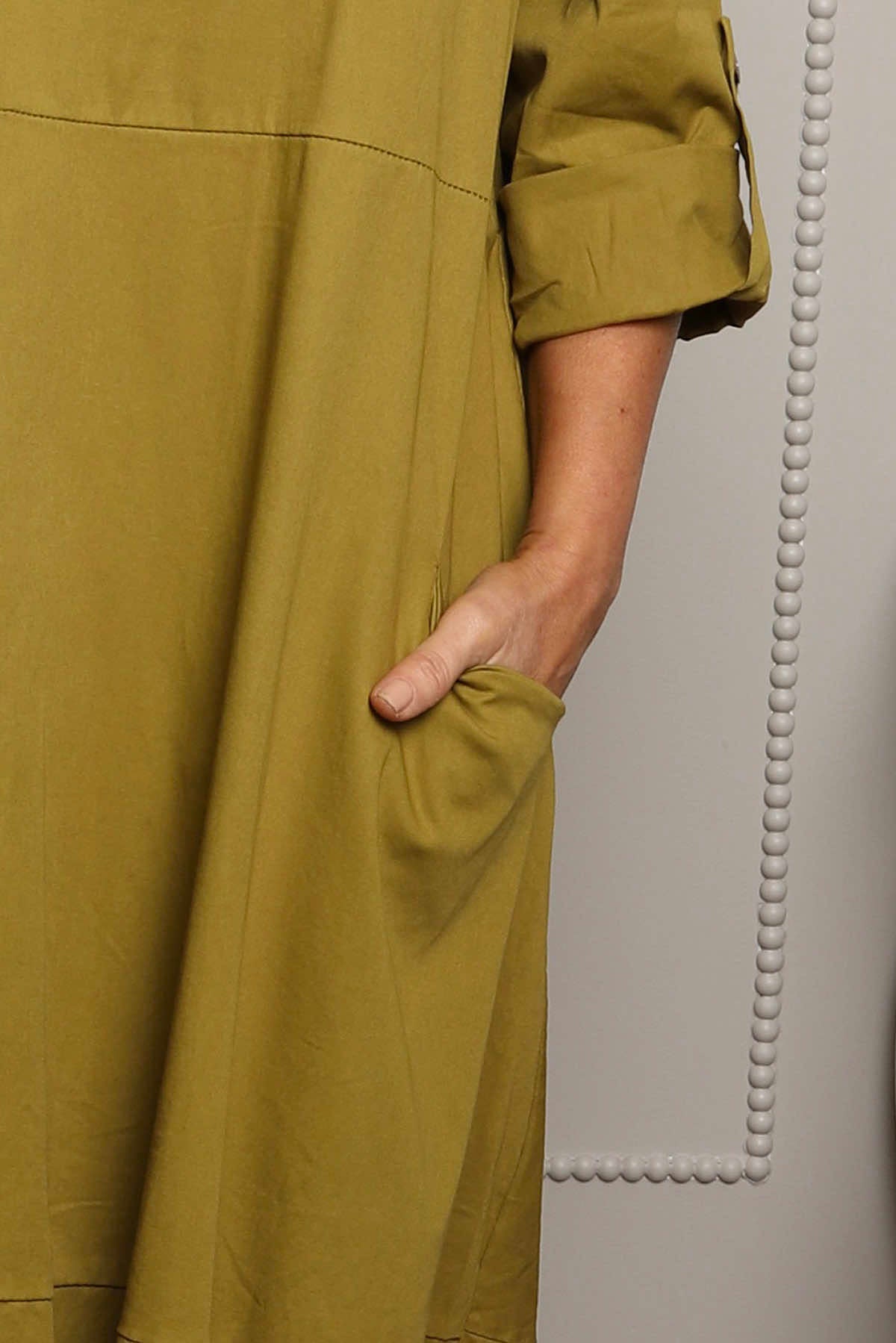 Melany Pocket Cotton Dress Moss