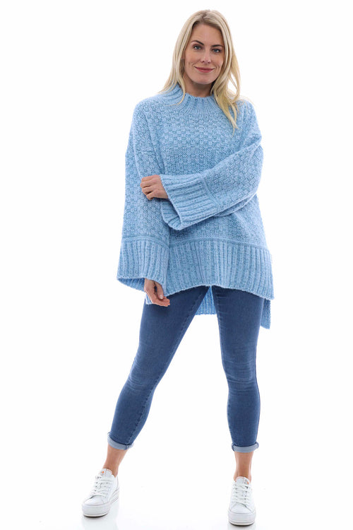 Halcyon Funnel Neck Knitted Jumper Powder Blue
