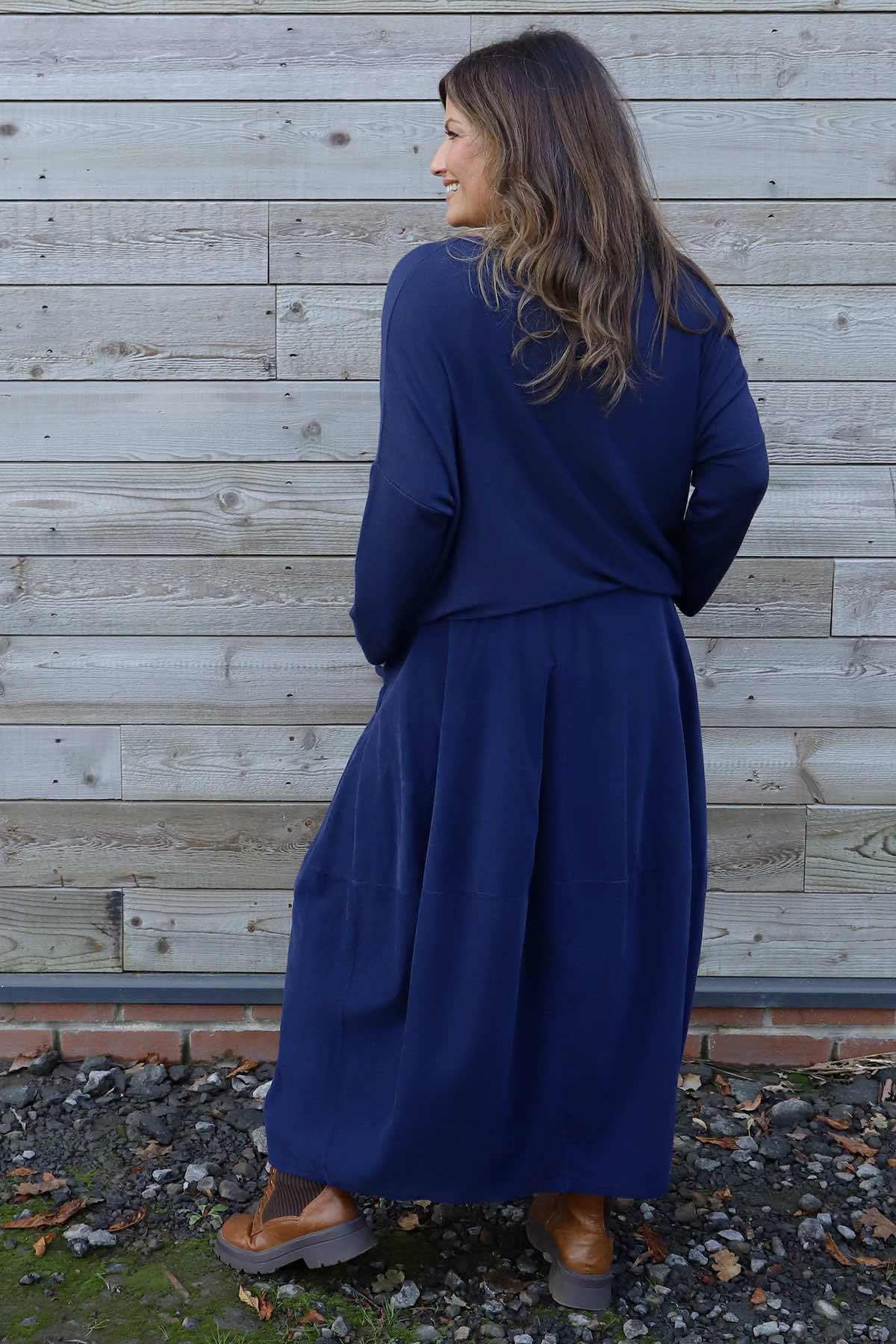 Branwen Belted Needlecord Skirt Navy