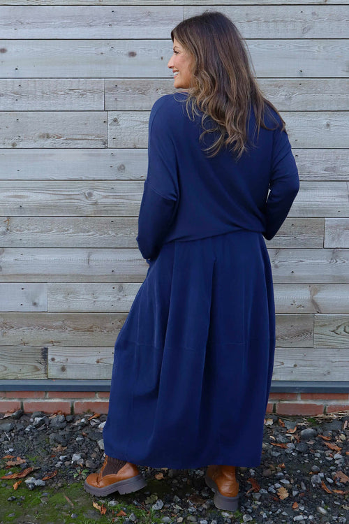 Branwen Belted Needlecord Skirt Navy - Image 4