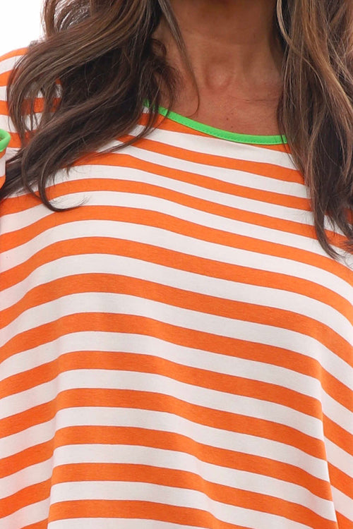Francia Stripe Cotton Top Orange - Image 3