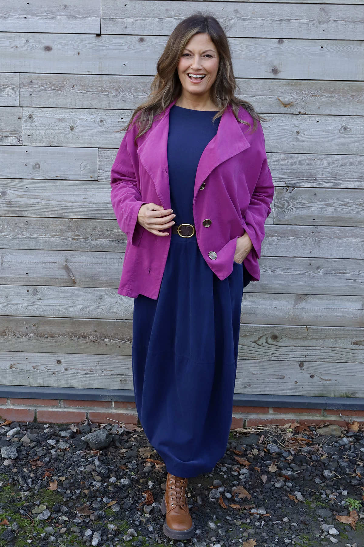 Branwen Belted Needlecord Skirt Navy