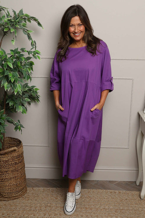 Melany Pocket Cotton Dress Purple - Image 2