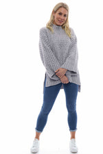 Halcyon Funnel Neck Knitted Jumper Grey Grey - Halcyon Funnel Neck Knitted Jumper Grey