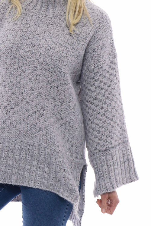 Halcyon Funnel Neck Knitted Jumper Grey - Image 2