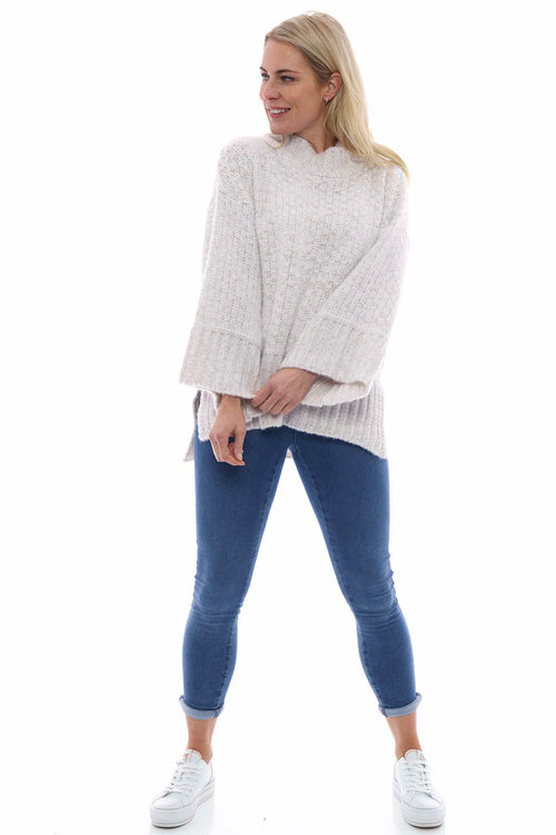 Halcyon Funnel Neck Knitted Jumper Cream - Image 1