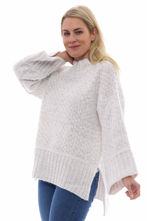 Halcyon Funnel Neck Knitted Jumper Cream - Image 2