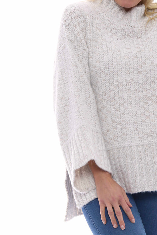 Halcyon Funnel Neck Knitted Jumper Cream - Image 3