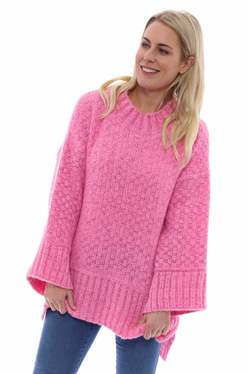 Halcyon Funnel Neck Knitted Jumper Fuchsia
