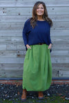 Branwen Belted Needlecord Skirt Green
