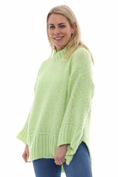 Halcyon Funnel Neck Knitted Jumper Lime