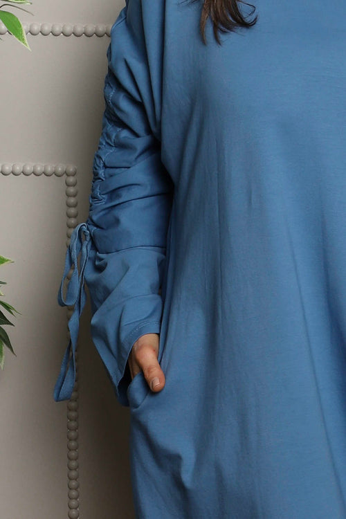 Dalary Cowl Neck Cotton Tunic Blue - Image 3