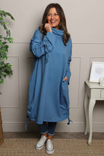 Dalary Cowl Neck Cotton Tunic Blue Blue - Dalary Cowl Neck Cotton Tunic Blue