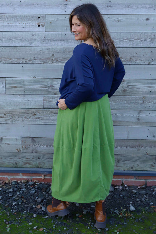 Branwen Belted Needlecord Skirt Green - Image 4