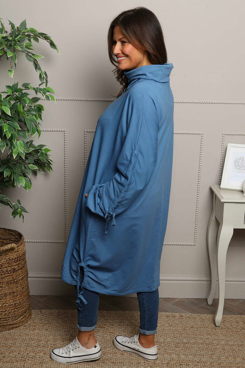 Dalary Cowl Neck Cotton Tunic Blue - Image 4