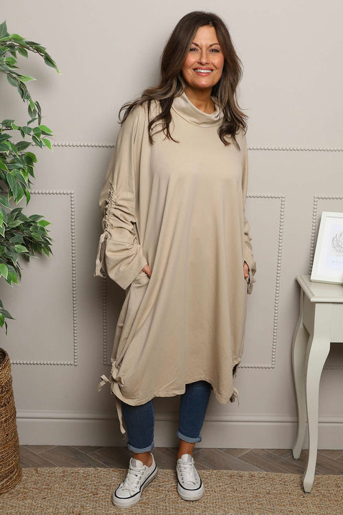Dalary Cowl Neck Cotton Tunic Camel - Image 2