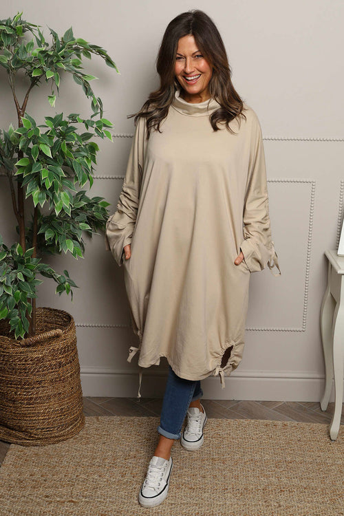 Dalary Cowl Neck Cotton Tunic Camel - Image 1