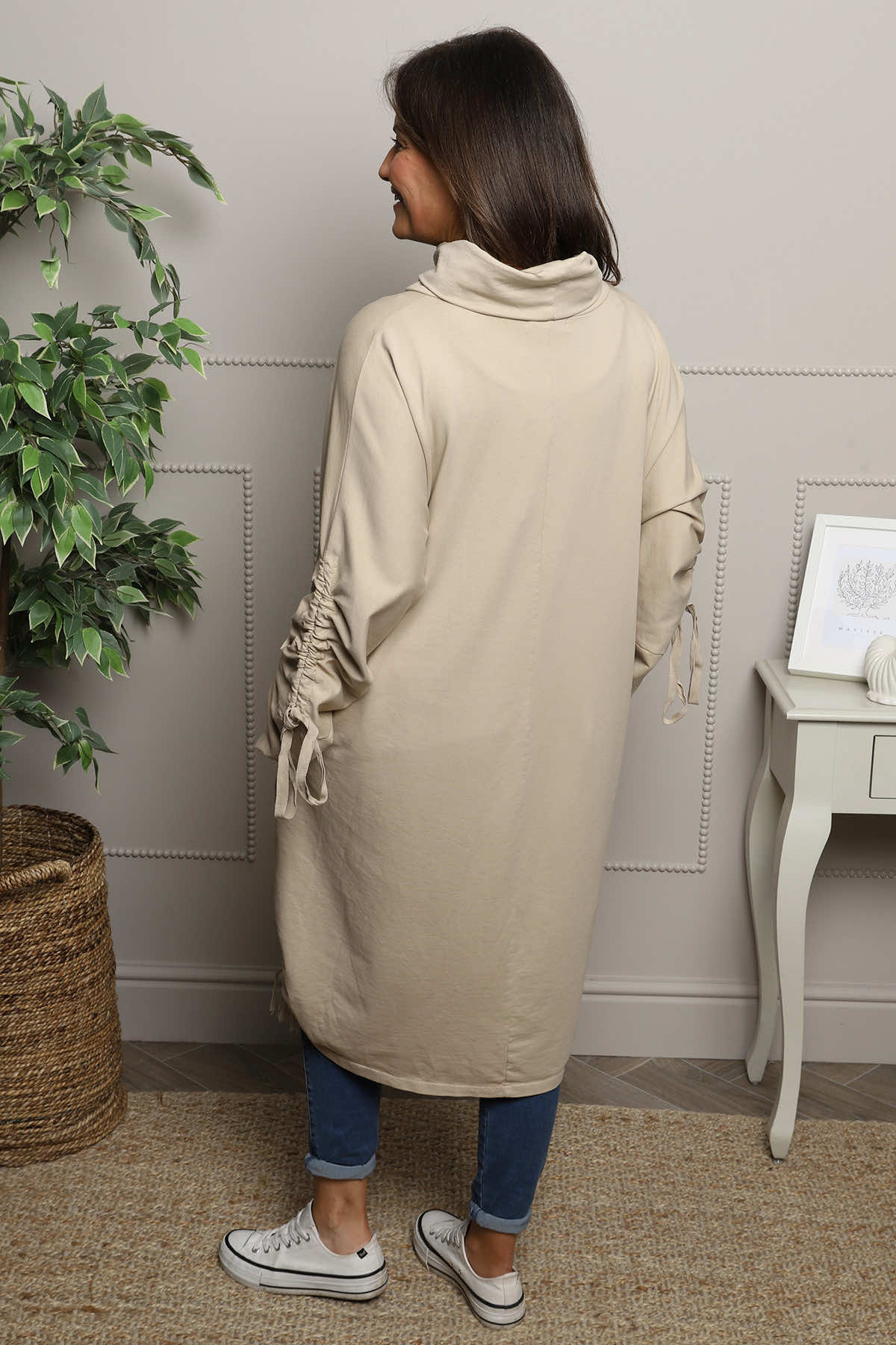 Dalary Cowl Neck Cotton Tunic Camel