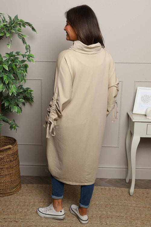 Dalary Cowl Neck Cotton Tunic Camel - Image 4