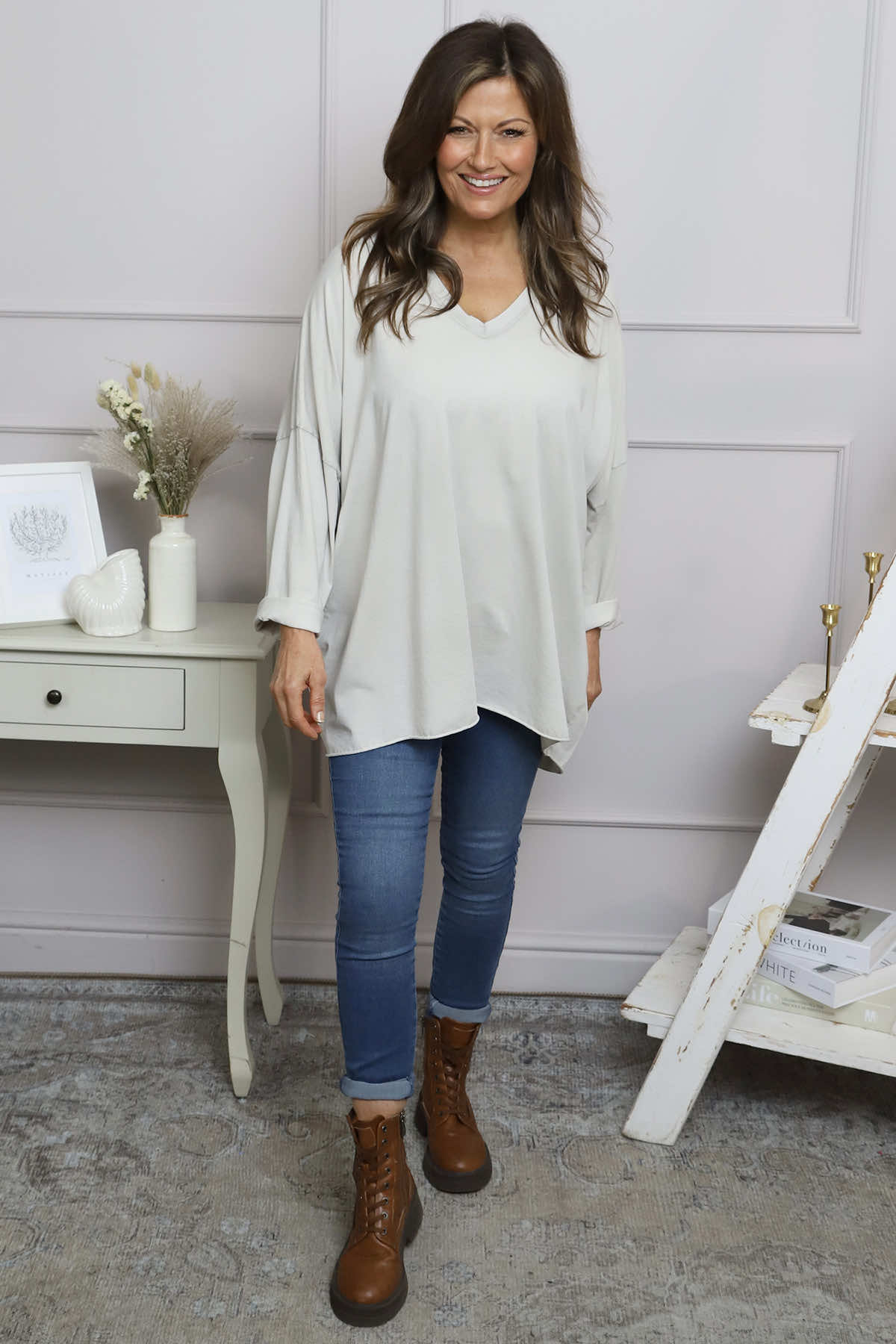 Maritza Slouch Cotton Top Stone