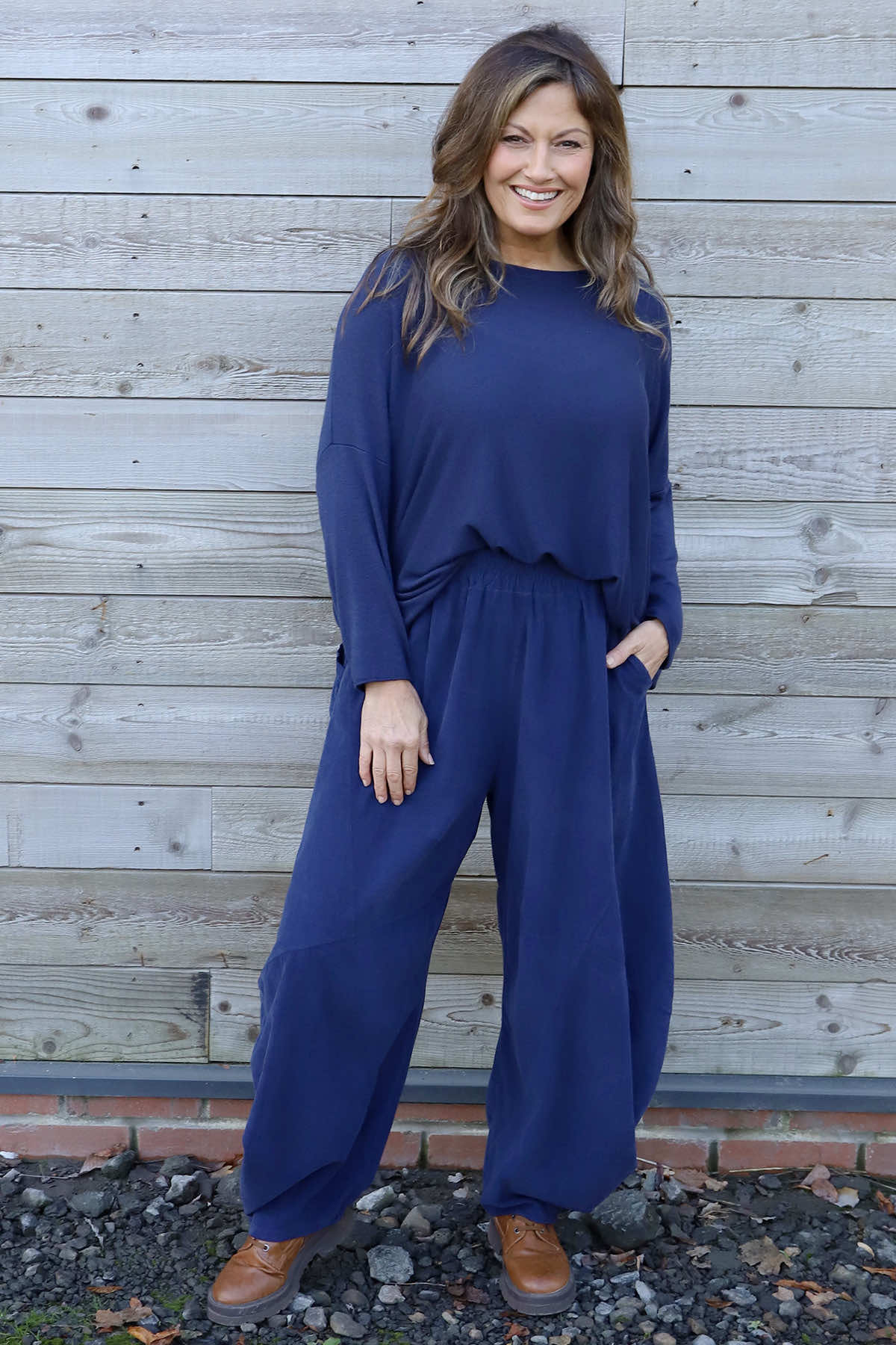 Journee Needlecord Trousers Navy