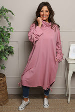 Dalary Cowl Neck Cotton Tunic Pink Pink - Dalary Cowl Neck Cotton Tunic Pink