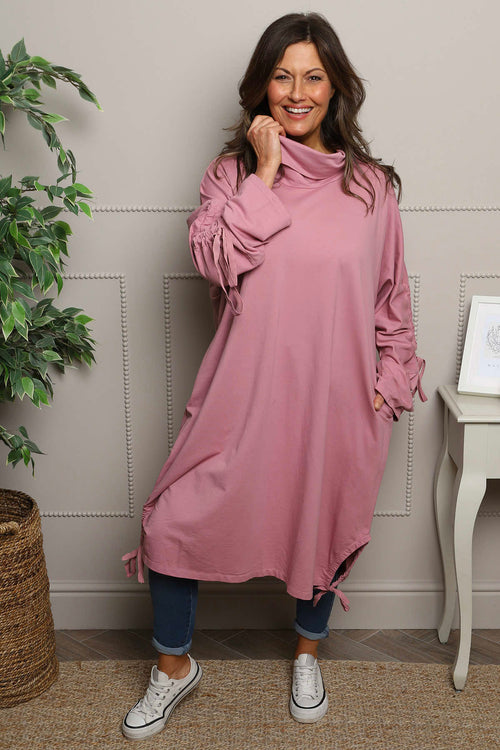 Dalary Cowl Neck Cotton Tunic Pink - Image 1