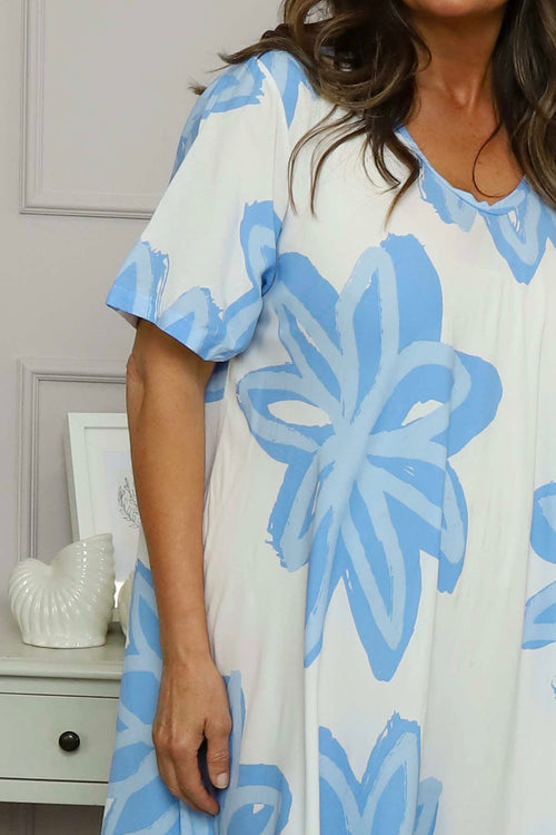 Serena Print Dress Powder Blue - Image 3