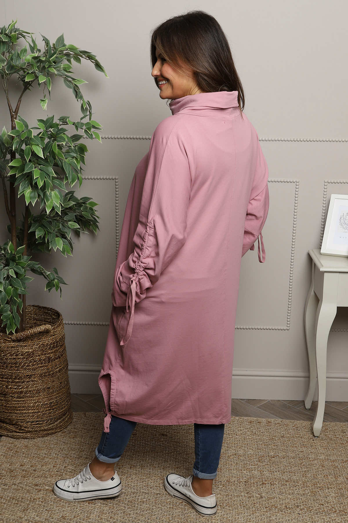 Dalary Cowl Neck Cotton Tunic Pink