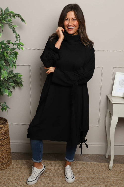 Dalary Cowl Neck Cotton Tunic Black - Image 1