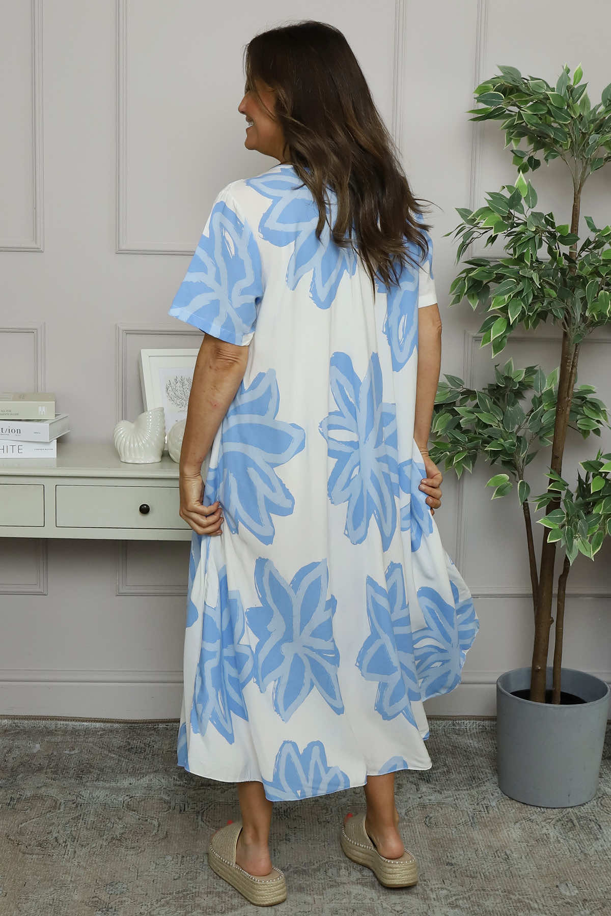 Serena Print Dress Powder Blue
