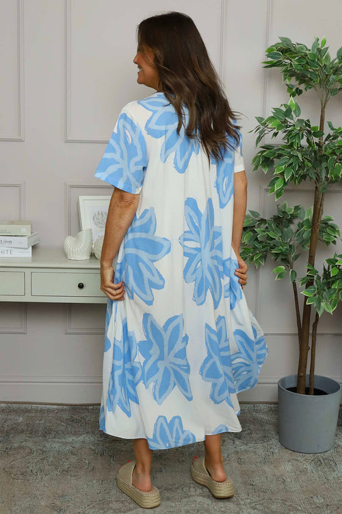 Serena Print Dress Powder Blue - Image 4