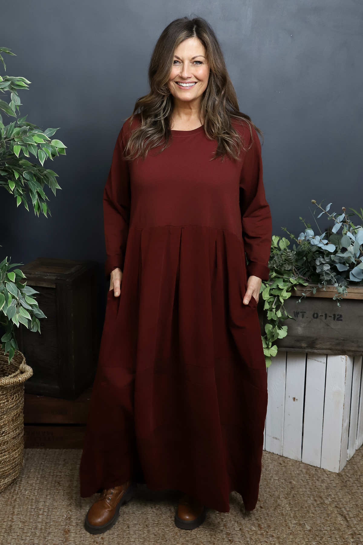 Petra Cotton Dress Wine