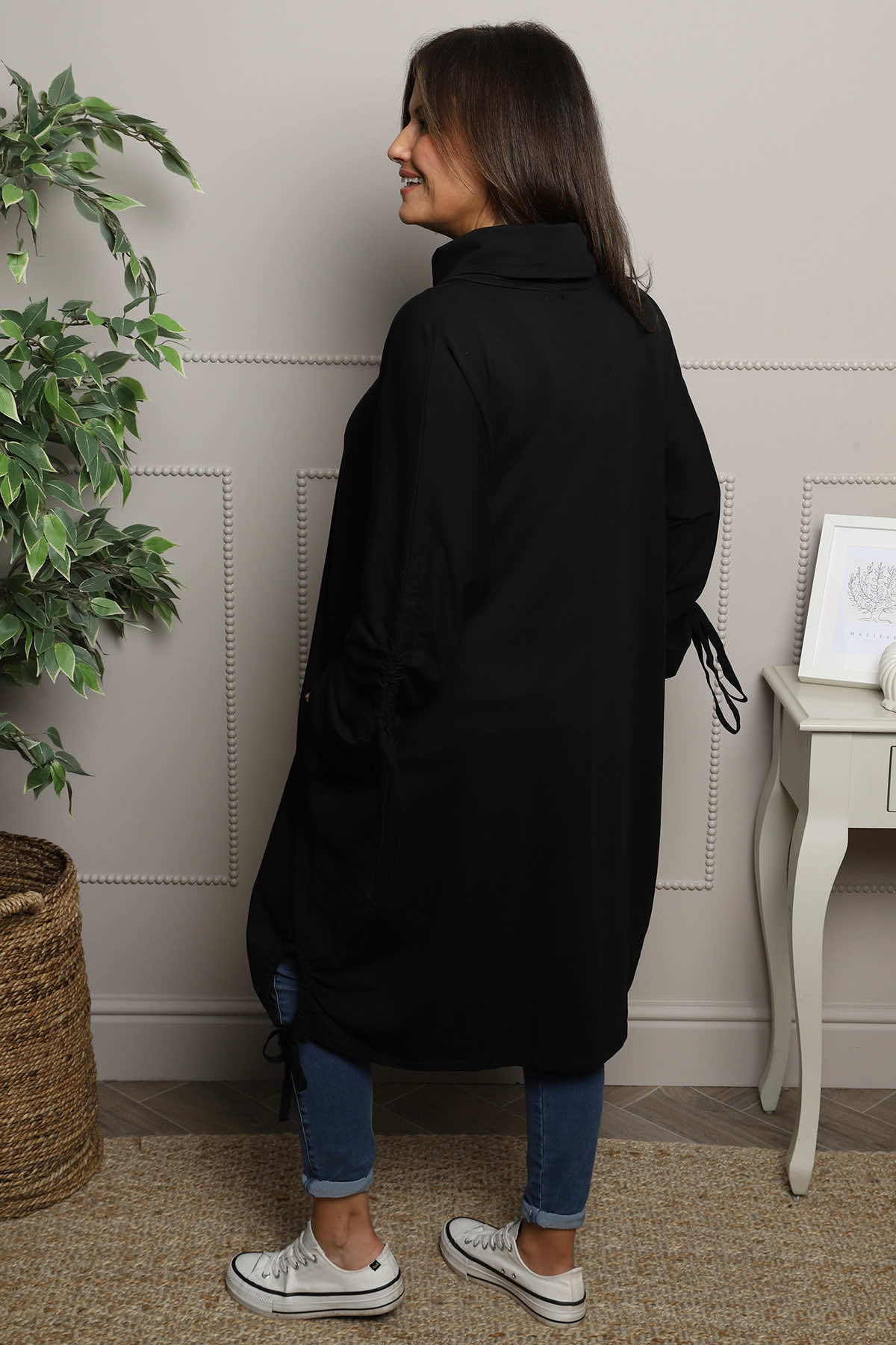 Dalary Cowl Neck Cotton Tunic Black