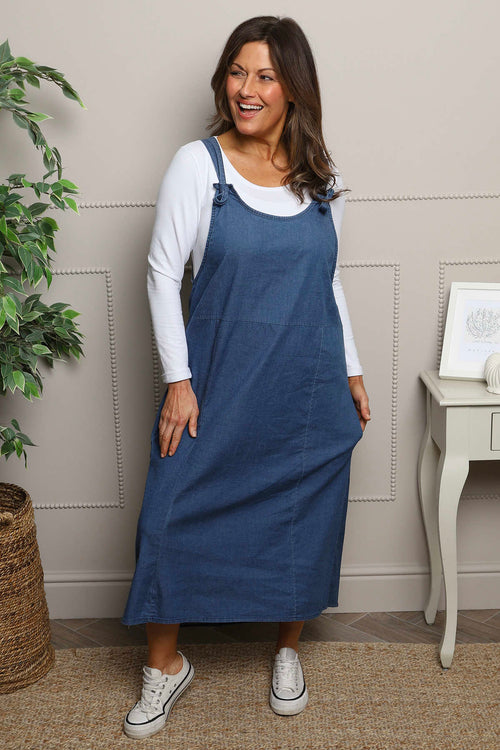 Pabo Denim Pinafore Mid Denim - Image 2