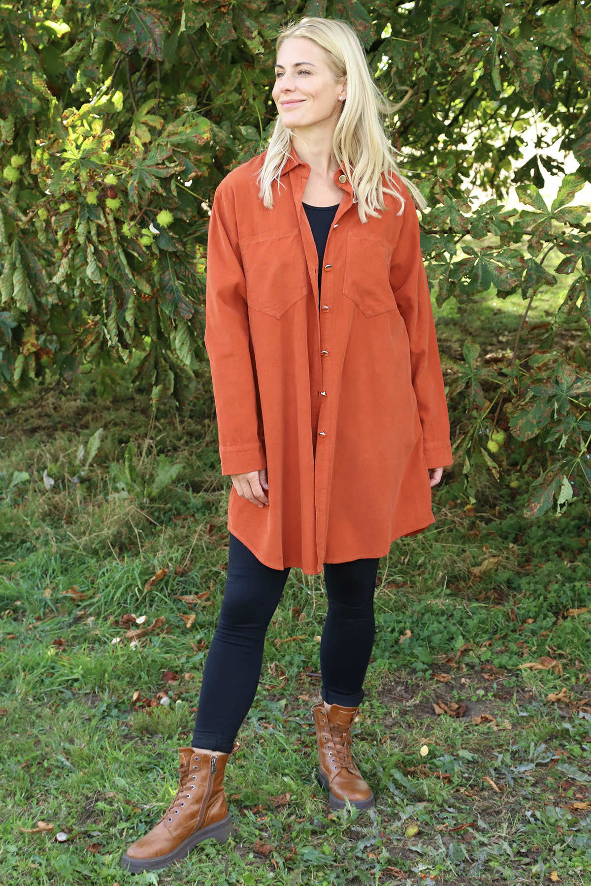 Wendy Needlecord Shirt Burnt Orange