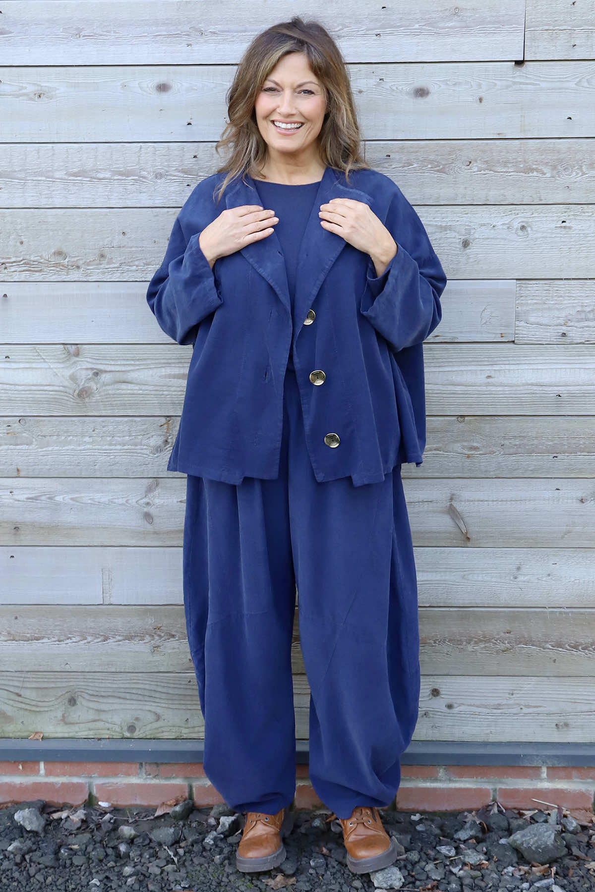 Journee Needlecord Trousers Navy