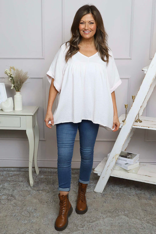 Ravello Crinkle Cotton Top Light Pink - Image 2